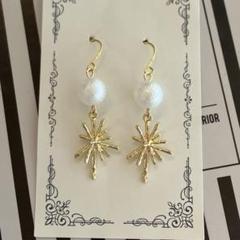 シュガーパール×ゴールド 太陽 ピアス イヤリング