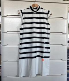 パーリーゲイツ　パネルボーダーモックネックワンピース 白×ブラックサイズ1