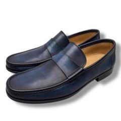 未使用級■MAGNANNI 【26】現行モデル ローファー パティーヌ ネイビー 未使用級□MAGNANNI 【26】現行モデル ローファー パティーヌ