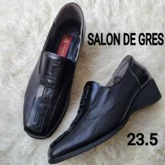 SALON DE GRES サロンドグレー パンプス コンフォート 革 黒 幅広