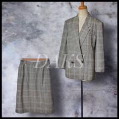 DAKS ダックス セットアップスカートスーツ ツイード チェック ブラウン DAKS ダックス セットアップスカートスーツ ツイード チェック