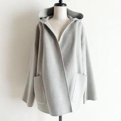 GALERIE VIE ウールダブルフェイスフーデッドコート　グレー　S