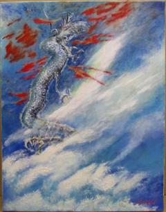 絵画　Ｆ６サイズ　伊吹浩一　昇り龍（縦）　画歴書及びサイン入 絵画 F6サイズ 伊吹浩一 昇り龍（縦） 画歴書及びサイン入
