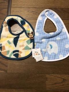 ↓値下↓タオル美術館 スタイ ミッキーマウス+水玉ぞうさん 2枚セット 新品