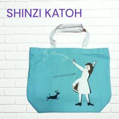 カトウシンジ SHINZI KATOH キャンバス トートバッグ ブルー