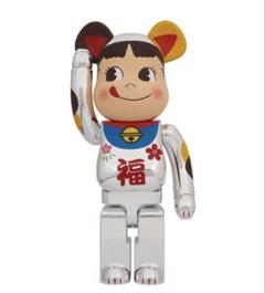 BE@RBRICK 招き猫 ペコちゃん 福 銀メッキ 1000%のサムネイル