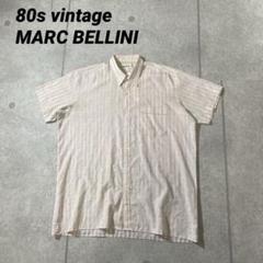 80sヴィンテージ MARC BELLINI ストライプ　レトロプリント　L