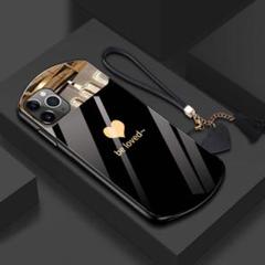 高級かわいい楕円形のハート型ブラック、For iphone 11ProMax
