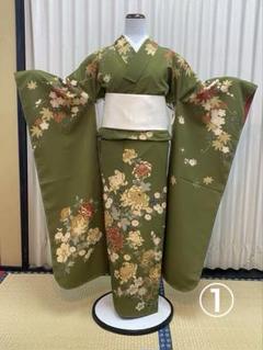 格安販売中 緑色 花柄 大野ちりめん(洗える着物) 振袖 メルカリ - 着物※ヤケあり 着物・浴衣