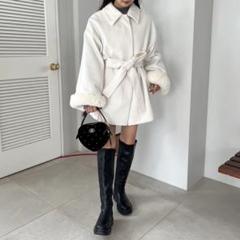 NICE CLAUP あざとモテコート　ホワイト セール】フェイクファーあざとモテコート（ステンカラーコート