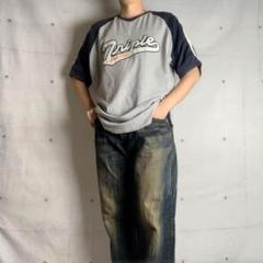 【Ｔシャツ　ラグラン　刺繍　アームライン　コットン　古着】