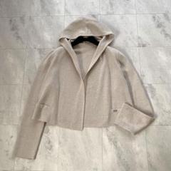 美品♡近年♡フォクシー リネン フード カーディガン 羽織 ロゴプレート 美品♡近年♡フォクシー リネン フード カーディガン 羽織 ロゴ