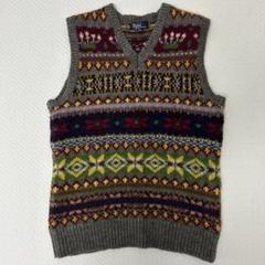 【美品】ポロバイ ラルフローレン　ハンド ニット ベスト　フェアアイル柄　90s 美品】ポロバイ ラルフローレン ハンド ニット ベスト フェア