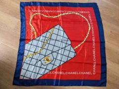 レア美品】CHANEL大判シルクスカーフ□85cmバッグ柄 赤白