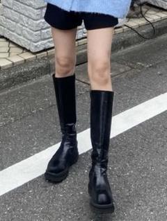 【新品・未使用】GRL レザートラックソールロングブーツ（ブラック）