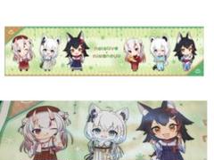豊島園 庭の湯×ホロライブ　マフラータオル　白上ふぶき　百鬼あやめ　大神ミオ ホロライブの白上フブキ、百鬼あやめ、大神ミオ監修のメニューや