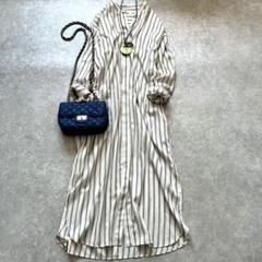 イエナ シャツワンピース ロング ストライプ バンドカラー