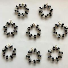 【SALE 103】高品質 編みビーズ ブラック リング かん付き