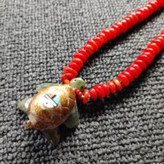 サンフェイス　亀フェティッシュペンダントネックレス　インディアンジュエリー サンフェイス 亀フェティッシュペンダントネックレス