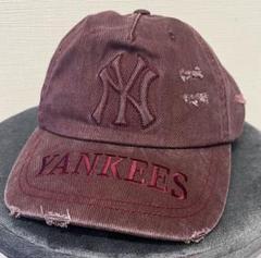 韓国限定 今秋新製品 Yankees バーガンディ キャップ MLBコリア新品
