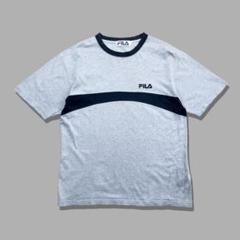 90s ヴィンテージリンガーTシャツ ツートン ワンポイント グレー 刺繍