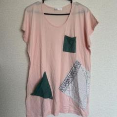 ネネット ピンク パッチワーク Tシャツ デザイン ゆったり ドルマンスリーブ