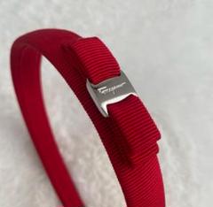 【未使用】　フェラガモ　カチューシャ　リボン　レトロ　レッド　赤 サルバトーレフェラガモ Salvatore Ferragamo ヘアアクセサリー