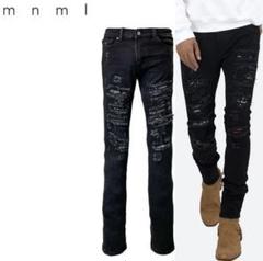 mnml X165ダメージチラ見せペイズリースキニーデニムパンツストレッチ有30 mnml X165ダメージチラ見せペイズリースキニーデニムパンツ
