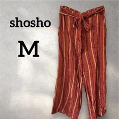 shosho 【M】ストライプ柄 レーヨンパンツ 茶系 レディース 古着