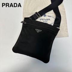 l50【美品】プラダ 三角ロゴ ナイロン ブラック ショルダーバッグ サコッシュ