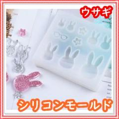 シリコンモールド うさぎ メガネ 花 レジン 眼鏡 ハンドメイド