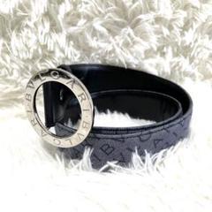 ✨美品✨ブルガリ ベルト バックル ロゴマニア レザー シルバー金具 デニム 青 ✨美品✨ブルガリ ベルト バックル ロゴマニア レザー シルバー