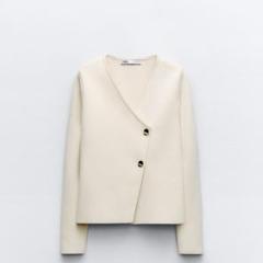 ZARA ビジューネックニットジャケット　S ポケット付きニットセーター - ライトブルー | ZARA Japan / 日本