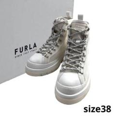 箱付 FURLA フルラ ハイカット アンクルブーツ レースアップ ホワイト 箱付 FURLA フルラ ハイカット アンクルブーツ レースアップ