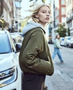 アイス ZARA デタッチャブル フード パフジャケット カーキ M アイス様専用 ZARA デタッチャブル フード パフジャケット