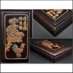 【墨研】墨童丸 古玩 硯箱④◆黒檀長方硯箱◆時代物◆文房四宝 唐木刳抜 墨研】墨童丸様専用 古玩 硯箱④◇黒檀長方硯箱◇時代物