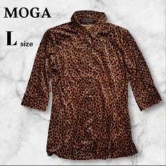MOGA モガ レオパード柄 シャツ 薄手ジャケット 肩パッド 七分袖 【L】
