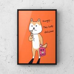 ★A4フレーム付き★オリジナル アートポスター SHIBA 犬 インテリア