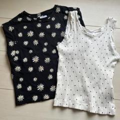 ZAPA デイジー柄Tシャツ＆ドット柄タンクトップ