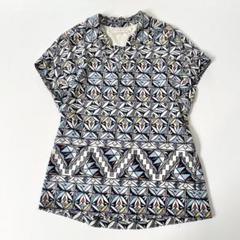 トリーバーチ シルク100% ブラウス チュニック 総柄 トリーバーチ TORY BURCH チュニック ブラウス クルーネック 五