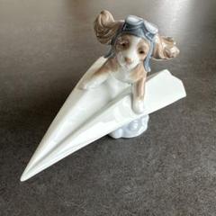 ☆*）様 リヤドロ 可愛いパイロット LLADRO リヤドロ 可愛いパイロット 紙飛行機 犬 置物 01006574