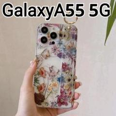 GalaxyA55 5G ケース 花柄　クリア　ベルト付き　リングのサムネイル