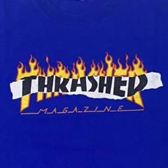 00s THRASHER スラッシャー ファイヤー Tシャツ ブルー XLのサムネイル