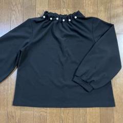 黒のパール装飾付き長袖トップス Mサイズ