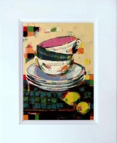 絵画　額付 (白）油絵uF6-060203　静物 カップとレモン 絵画 額付 (白）油絵uF6-060203 静物 カップとレモン - メルカリ