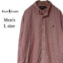 ラルフローレン 長袖 シャツ メンズ L レッド ホワイト ストライプ