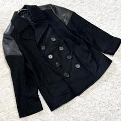 美品 『ニールバレット』 (46) レザーパッチワークピーコートヴァージンウール 美品 『ニールバレット』 (46) レザーパッチワークピーコート