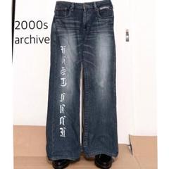2000s nicole men text flare denim y2k