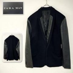 美品✨ZARA ザラ　タキシード　テーラードジャケット　襟サテン　ブラック ZARA - Zara タキシードタイプ襟のジャケット(ブラック)XSの通販