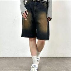 SLOPPY ブラックデニム ハーフパンツ グラデーション